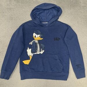 Gap x Disney Donald Duck 90th Anniv Hoodie Youth Sz M (8) Blue Fleece Pullover